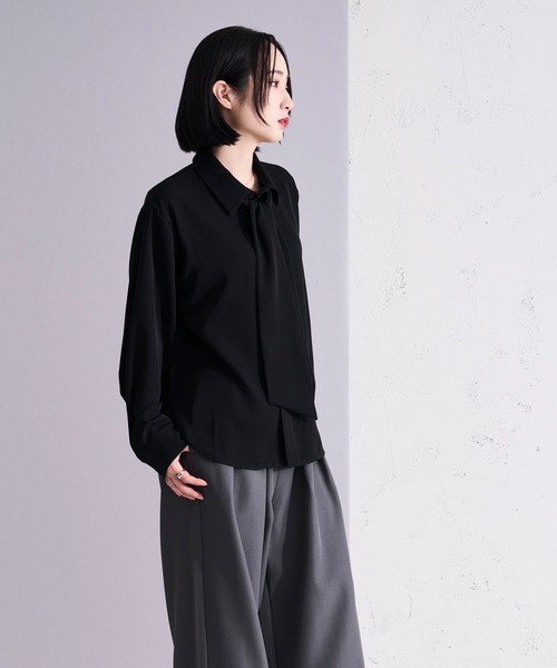 バリエーションボータイシャツ ブラック Ellno Loset（エルノロゼット） シャツ 2wayノーブルボウタイシャツ