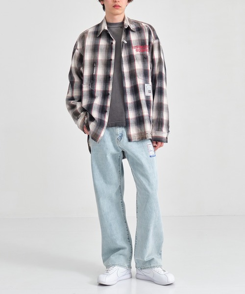 「MIHARAYASUHIRO」 長袖ネルシャツ 44 ブラウン メンズ_画像2