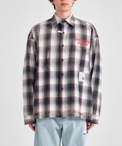 「MIHARAYASUHIRO」 長袖ネルシャツ 44 ブラウン メンズ_画像4