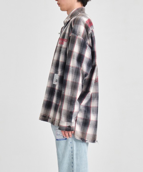 「MIHARAYASUHIRO」 長袖ネルシャツ 44 ブラウン メンズ_画像5