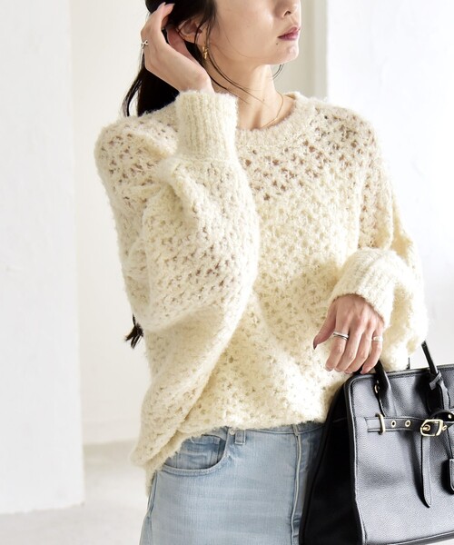 「quaranciel」 長袖ニット ONE SIZE ライトグレー レディース_画像7