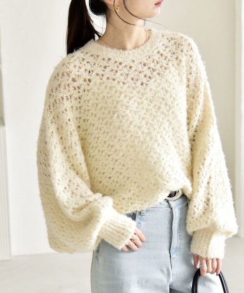 「quaranciel」 長袖ニット ONE SIZE ライトグレー レディース_画像8