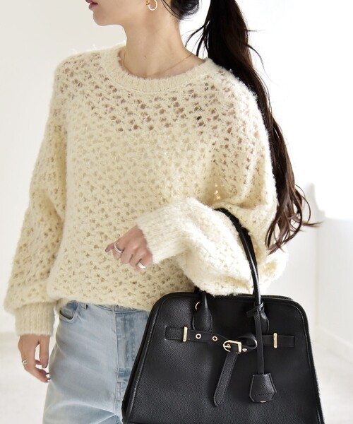 「quaranciel」 長袖ニット ONE SIZE ライトグレー レディース_画像9