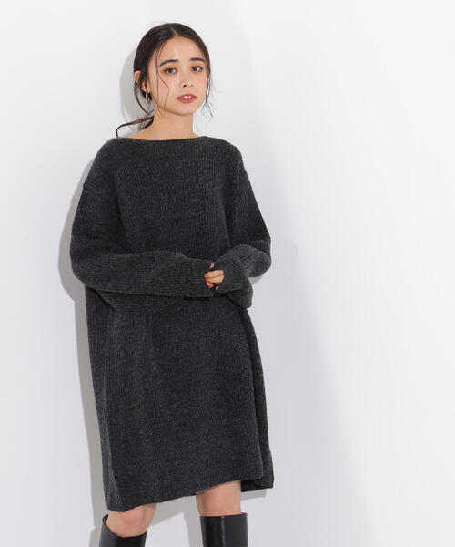 「N.（N. Natural Beauty Basic）」 ニットワンピース MEDIUM チャコールグレー レディース_画像3