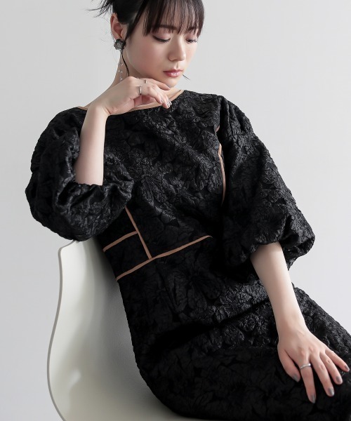 「Callarus」 7分袖ワンピース L ブラック レディース_画像8