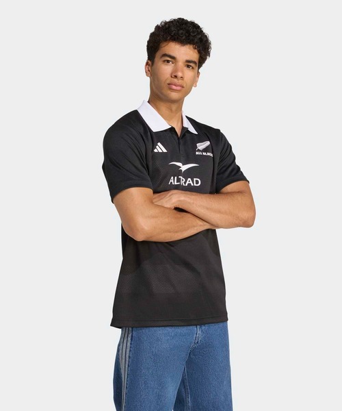 アディダス × ウィリー ブラック ポロシャツ 半袖 adidas（アディダス） ポロシャツ 半袖 オールブラックス サポーター