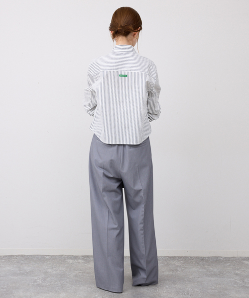 GREEN BUTTER（グリーンバター） ブラウス シャツ Stripe Cotton Shirt