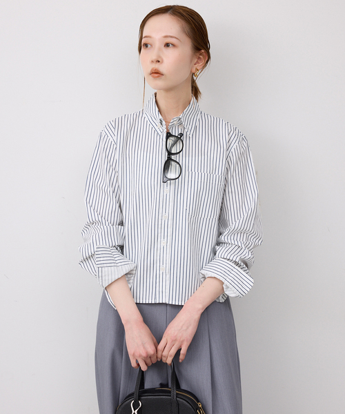 GREEN BUTTER（グリーンバター） ブラウス シャツ Stripe Cotton Shirt