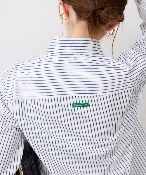 GREEN BUTTER（グリーンバター） ブラウス シャツ Stripe Cotton Shirt