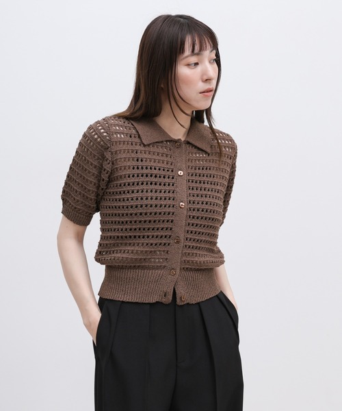 select MOCA（セレクトモカ） カーディガン 半袖 ループヤーン襟付き