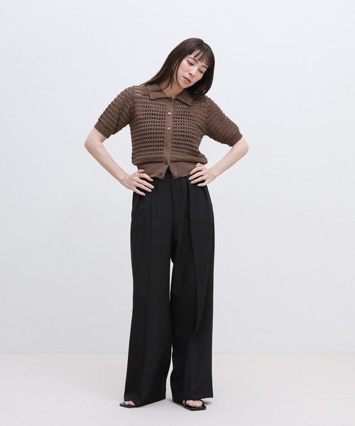 select MOCA（セレクトモカ） カーディガン 半袖 ループヤーン襟付き