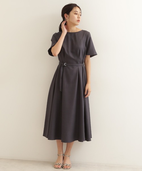 「NATURAL BEAUTY BASIC」 半袖ワンピース SMALL チャコールグレー レディース_画像2