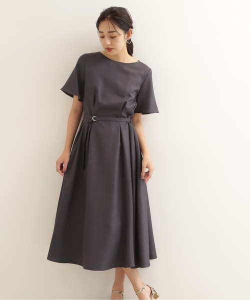 「NATURAL BEAUTY BASIC」 半袖ワンピース SMALL チャコールグレー レディース_画像5