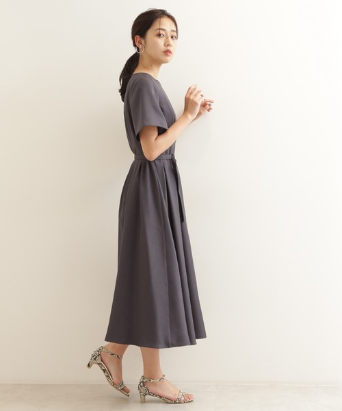 「NATURAL BEAUTY BASIC」 半袖ワンピース SMALL チャコールグレー レディース_画像6