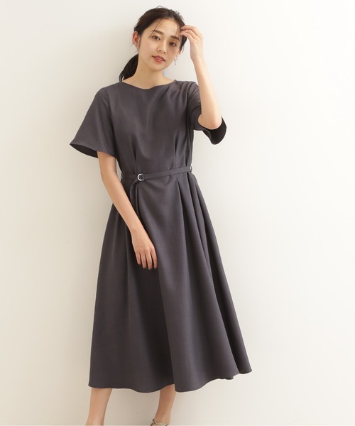 「NATURAL BEAUTY BASIC」 半袖ワンピース SMALL チャコールグレー レディース_画像7
