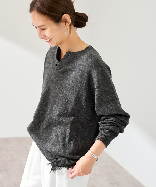 LOEFF ロエフ ニット・セーター -(L位) 黒 【古着】【中古】 LOEFF ロエフ ニット・セーター -(L位) 黒 【古着】【中古】の通販 by