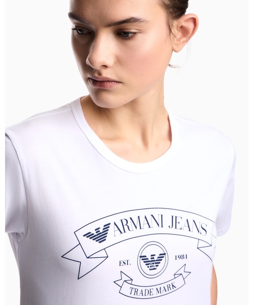 日本製/正規代理店タグ★エンポリオアルマーニ/EMPORIO ARMANI★ストレッチ/半袖Tシャツ【レディースS/白/white】ジョルジオ/Tops/Made in Japan◆cBH900 日本製/正規代理店タグ☆エンポリオアルマーニ/EMPORIO ARMANI