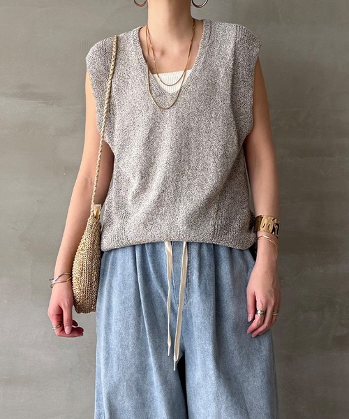 RUMCHE ベスト ジレ RUMCHE(ラムシェ) Flower Bond Yarn Harness