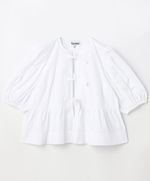 GANNI（ガニー） ブラウス シャツ Cotton Poplin Peplum Blouse
