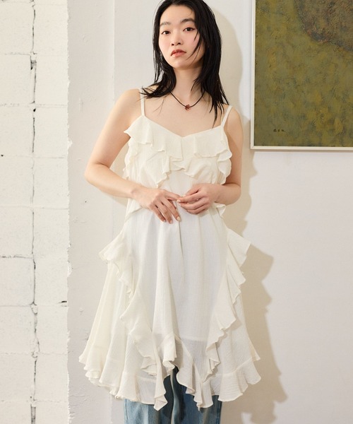 フォルテフォルテ　チュニック　ふんわりワンピース mysty woman（ミスティウーマン） チュニック ハンカチーフヘムキャミ
