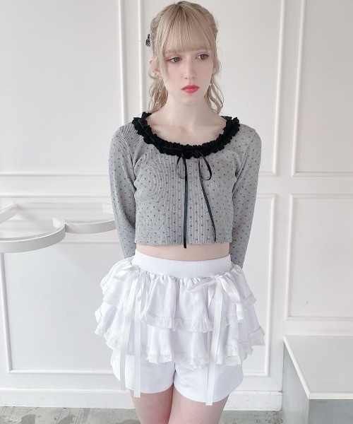lilLilly（リルリリー） パンツ ペプラムスウェットレースショート