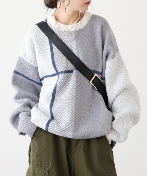 「FUNALIVE」 「cathy’s closet」長袖ニット M ブルー系その他 メンズ_画像4