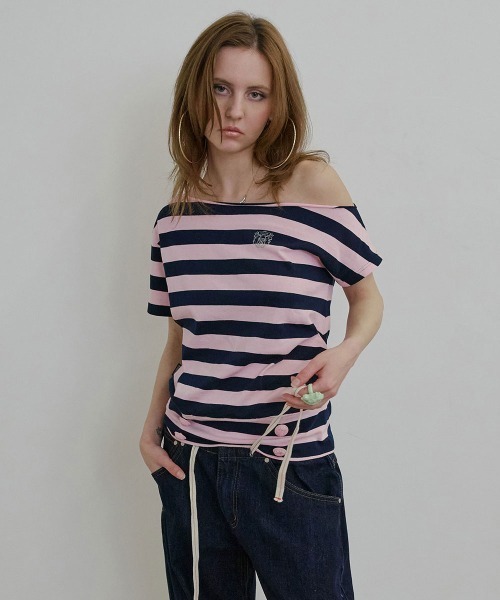 SCULPTOR（スカルプター） tシャツ Button Stripe Tee レディース