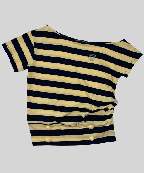 SCULPTOR（スカルプター） tシャツ Button Stripe Tee レディース