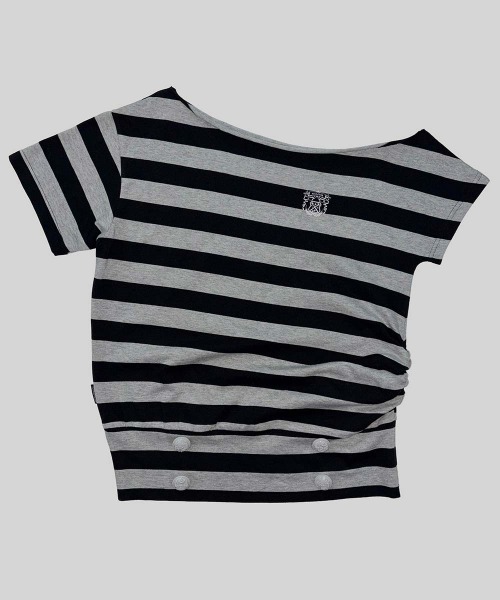 SCULPTOR（スカルプター） tシャツ Button Stripe Tee レディース