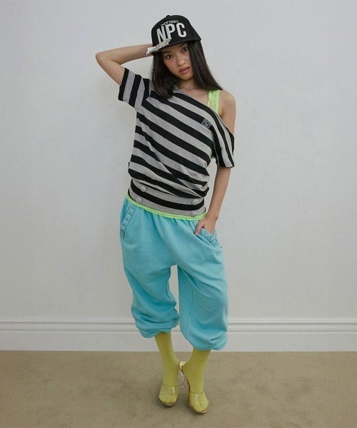 SCULPTOR（スカルプター） tシャツ Button Stripe Tee レディース