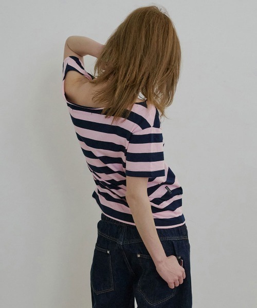 SCULPTOR（スカルプター） tシャツ Button Stripe Tee レディース