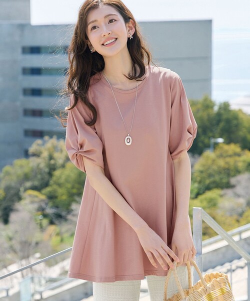 Tiaclasse tシャツ 半袖 「サマケア」ボリュームスリーブチュニック