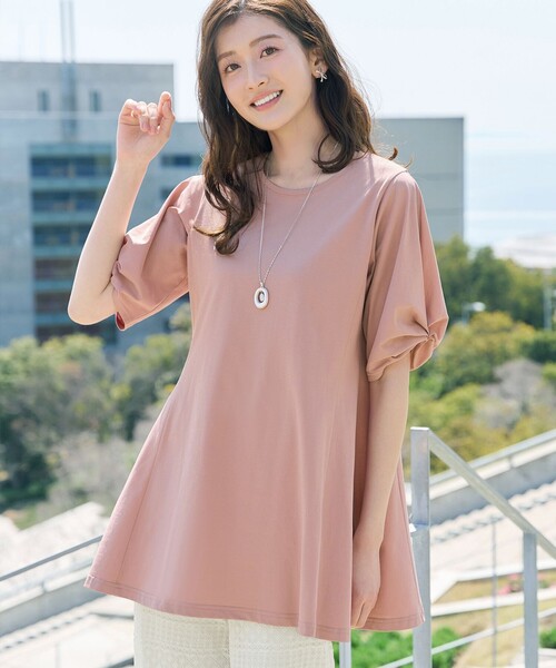 Tiaclasse tシャツ 半袖 「サマケア」ボリュームスリーブチュニック