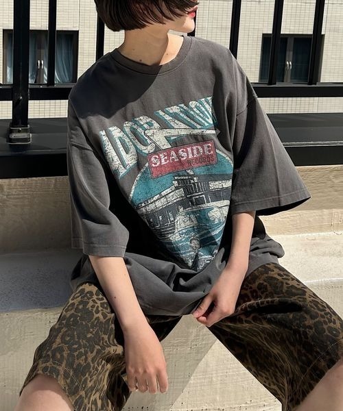 「PBLIM」 半袖Tシャツ LARGE チャコールグレー レディース_画像7