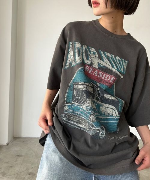 「PBLIM」 半袖Tシャツ LARGE チャコールグレー レディース_画像9