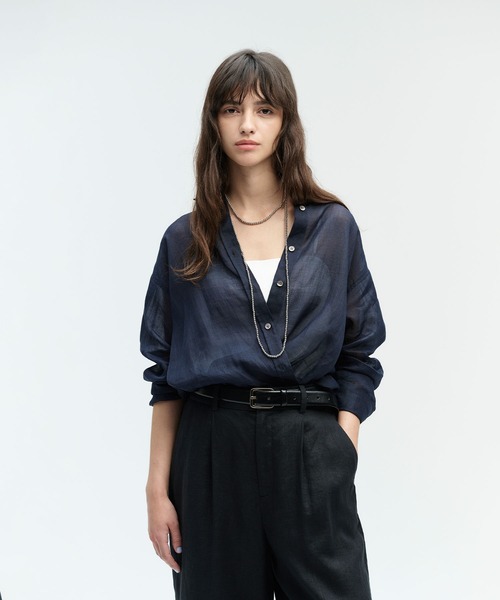 美品 Own GArment products リネンブラウス 2WAY シャツ N.O.R.C ブラウス シャツ ラミーシアー2WAYシャツ レディース