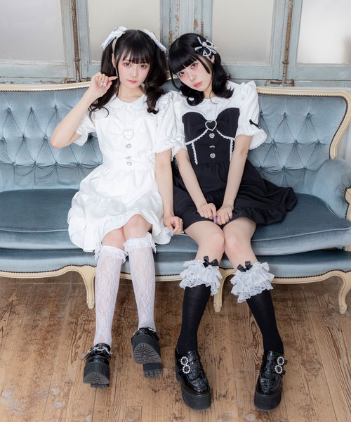 「DearMyLove」 半袖ワンピース LARGE ホワイト レディース_画像3