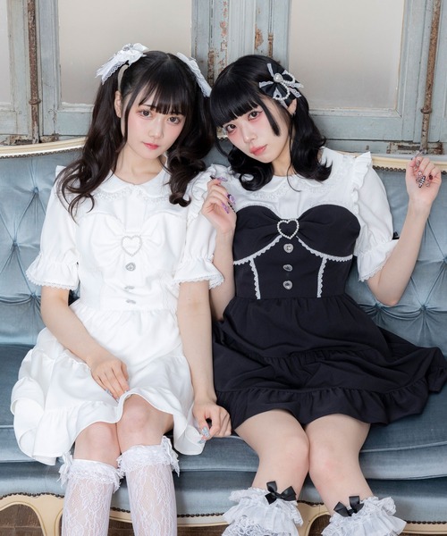 「DearMyLove」 半袖ワンピース LARGE ホワイト レディース_画像4