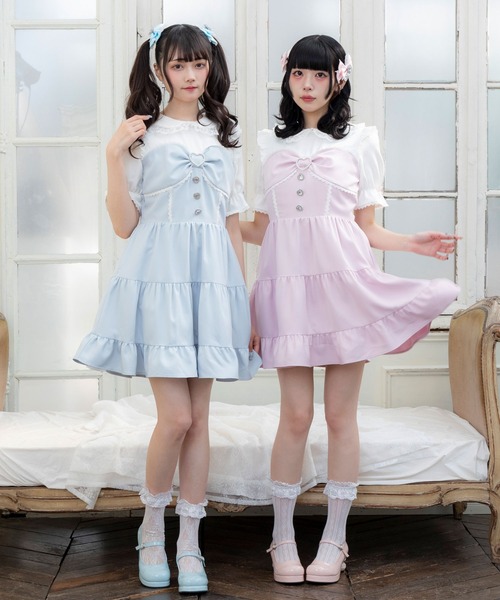 「DearMyLove」 半袖ワンピース LARGE ホワイト レディース_画像6