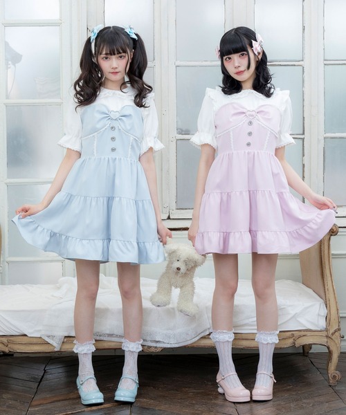 「DearMyLove」 半袖ワンピース LARGE ホワイト レディース_画像8