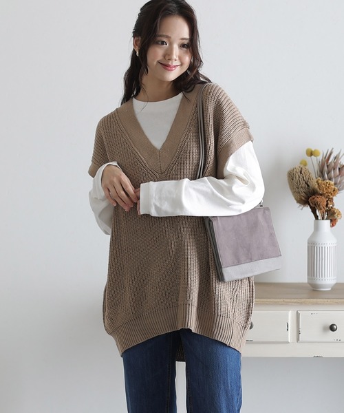 ベスト ジレ バルーンVネックベスト レディース ElegChic ベスト ジレ バルーンVネックベスト レディース
