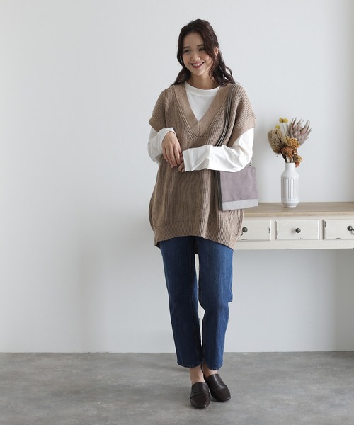 ベスト ジレ バルーンVネックベスト レディース ElegChic ベスト ジレ Vネックバルーンベスト レディース