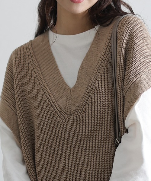 ベスト ジレ バルーンVネックベスト レディース ElegChic ベスト ジレ バルーンVネックベスト レディース