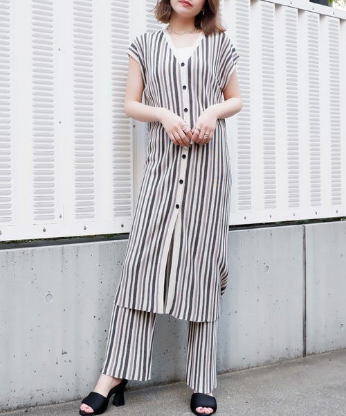 ベスト ジレ 「WEB限定」カラーストライプ2wayジレ レディース SPIRALGIRL ベスト ジレ 「WEB限定」カラーストライプ2wayジレ