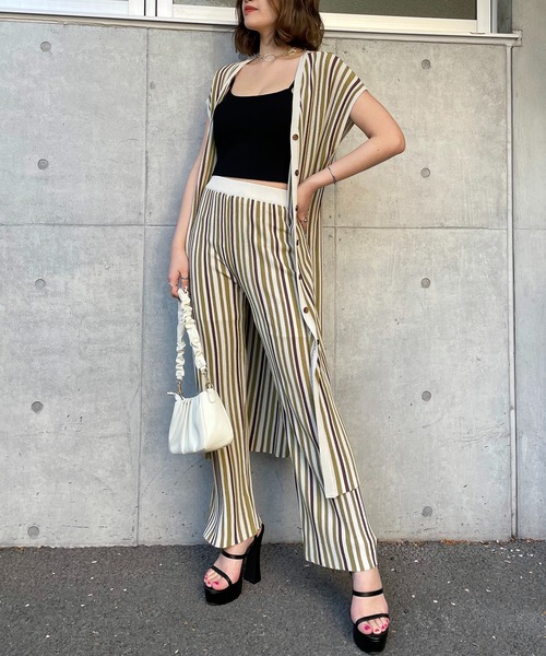 ベスト ジレ 「WEB限定」カラーストライプ2wayジレ レディース SPIRALGIRL ベスト ジレ 「WEB限定」カラーストライプ2wayジレ