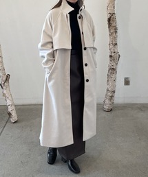 LE MORE コート アウター フェイクウールケープロングコート