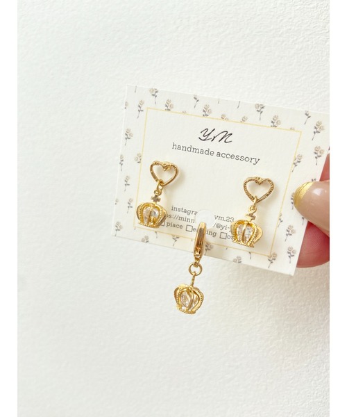 TONE（トネ） ピアス 「YM」ハート×プリンセス マスクチャーム ピアス