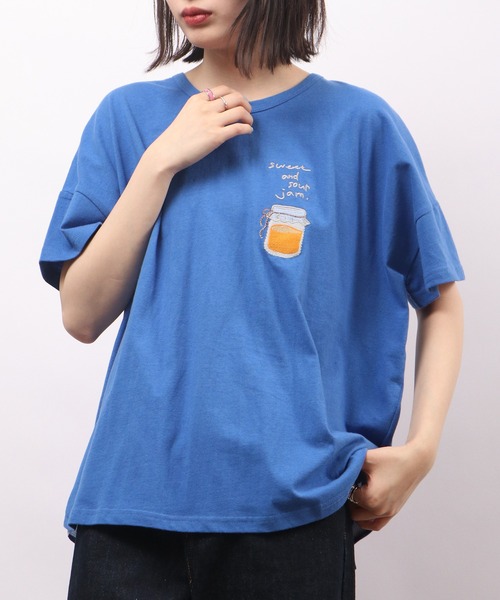 tシャツ EMAGO ジャムパッチワーク刺繍半袖Tシャツ レディース