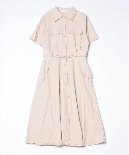 シャツワンピース　腰紐付き Dream garden シャツワンピース ウエストベルト付きシャツ