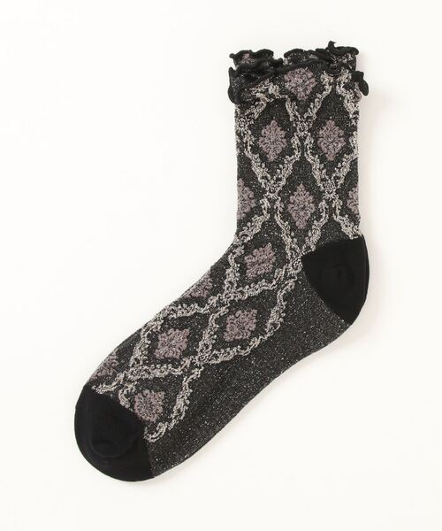 靴下 「 ammy. / エイミードット 」 ダマスク柄 ラメ ソックス